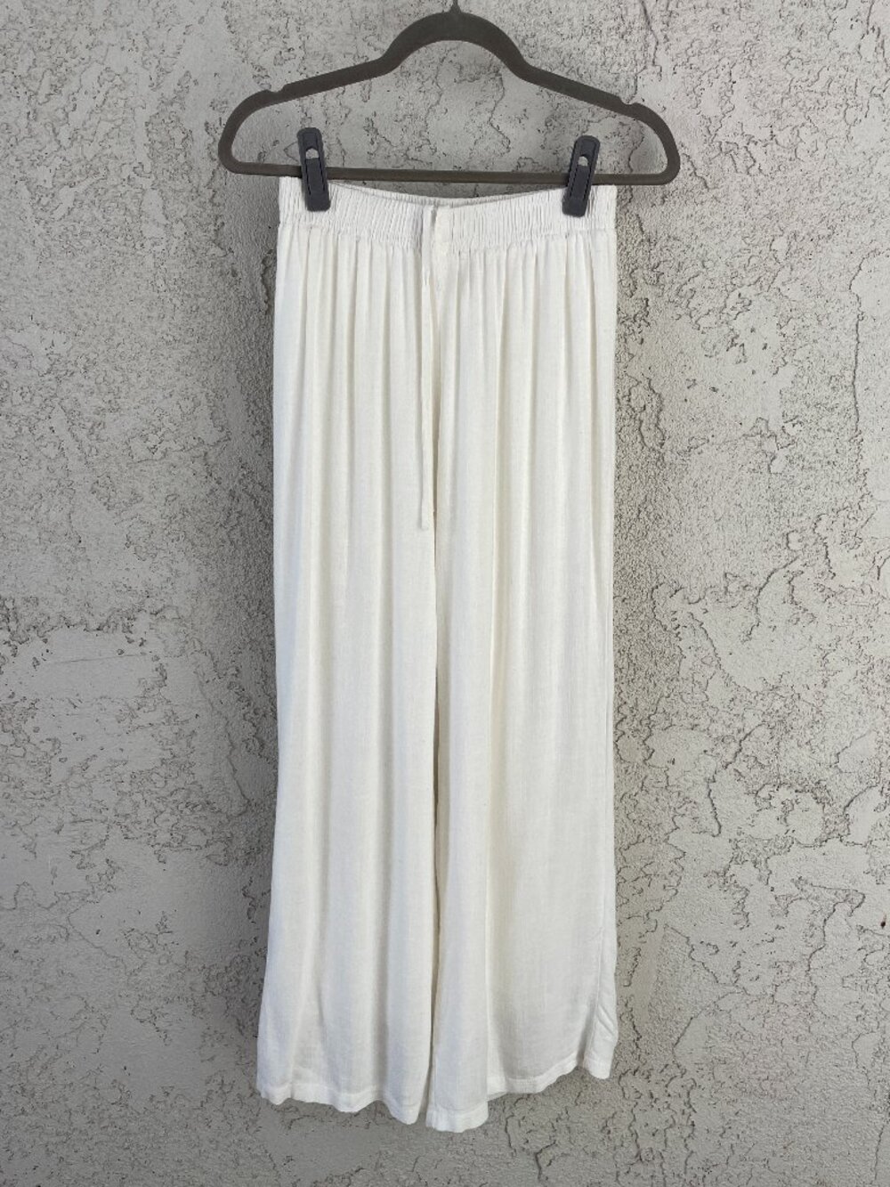 Princess Polly White Linen Blend Wide Leg Pants Womens Size 4 Lined Beach
